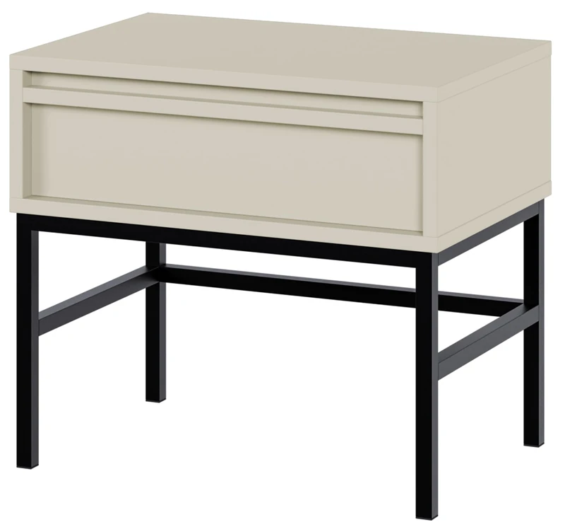 Selsey Bedside Table, Engineered Wood Metal, Greige, 50 cm largeur - Image 1