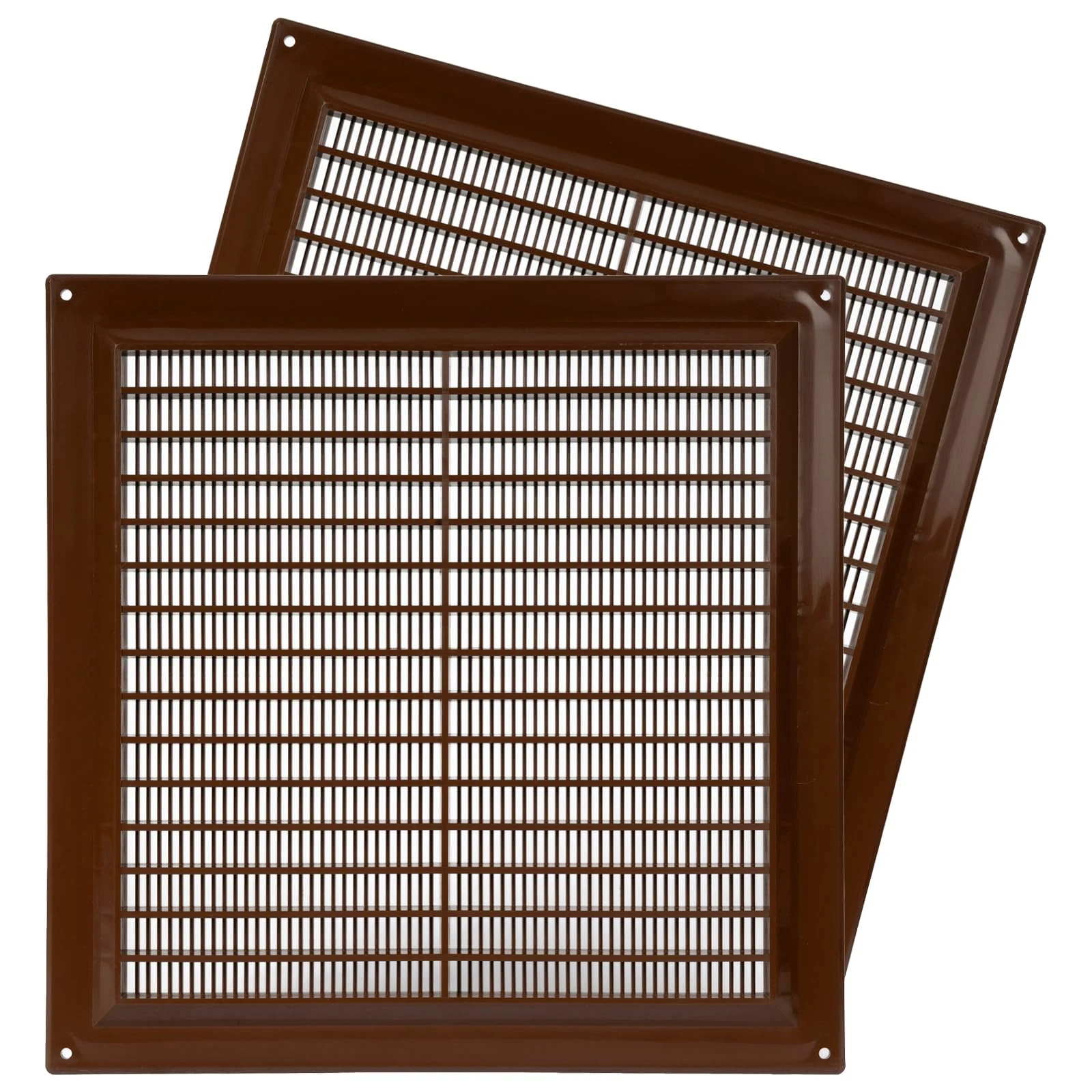 2-Pack 10'' x 10'' Inch / 250 x 250 mm Plastic Brown - Vent Cover - Square Duct Cover - Air Vent Louver - Protective Screen Mesh - HVAC Ventilation