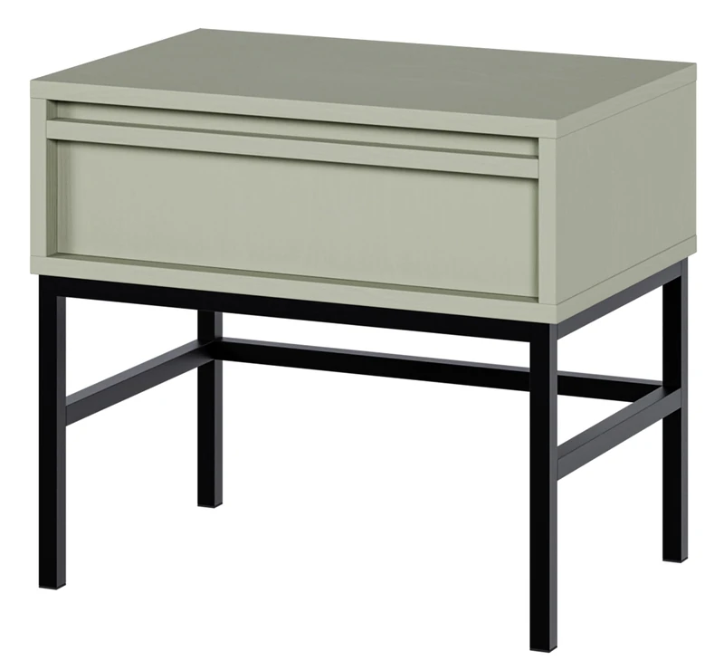 Selsey Bedside Table, Engineered Wood Metal, Sage Green, 50 cm largeur - Image 1