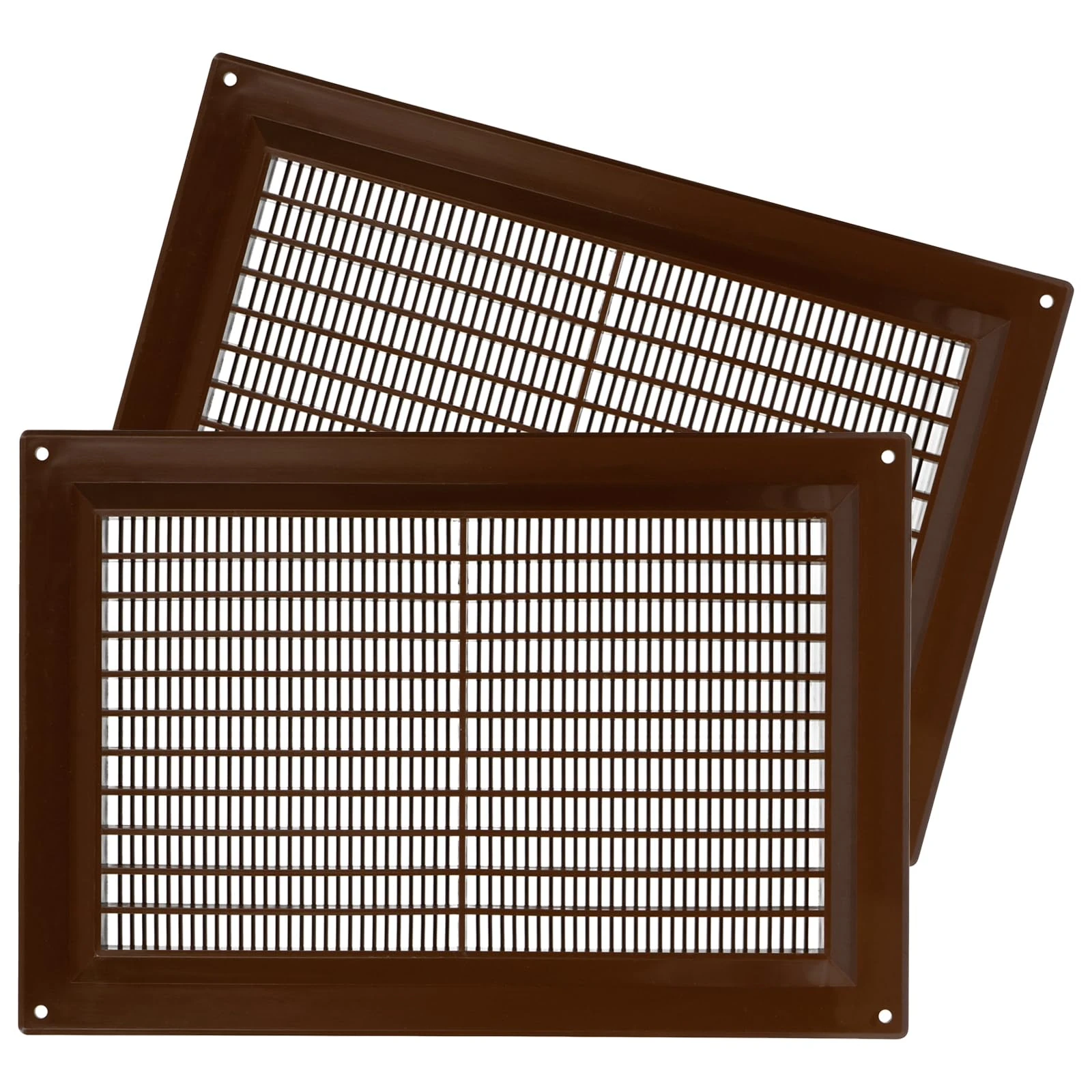 2-Pack 10'' x 7'' Inch / 250 x 170 mm Plastic Brown - Vent Cover - Square Duct Cover - Air Vent Louver - Protective Screen Mesh - HVAC Ventilation