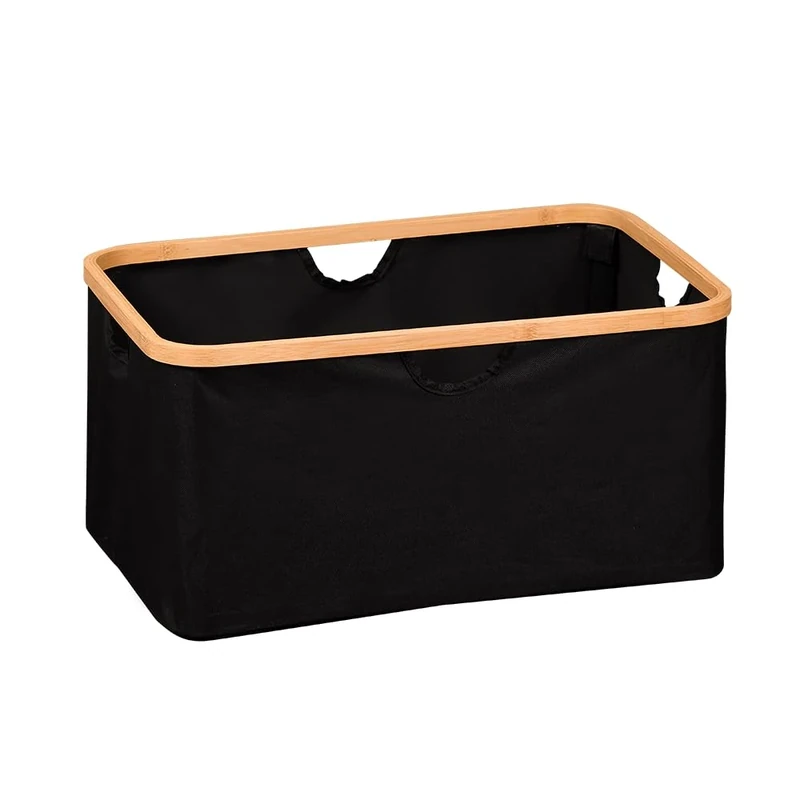Kesper Storage Basket, Material: Bamboo, Polyester, Dimensions: 54 x 37 x 26 cm, Colour: Black, Brown | 19436