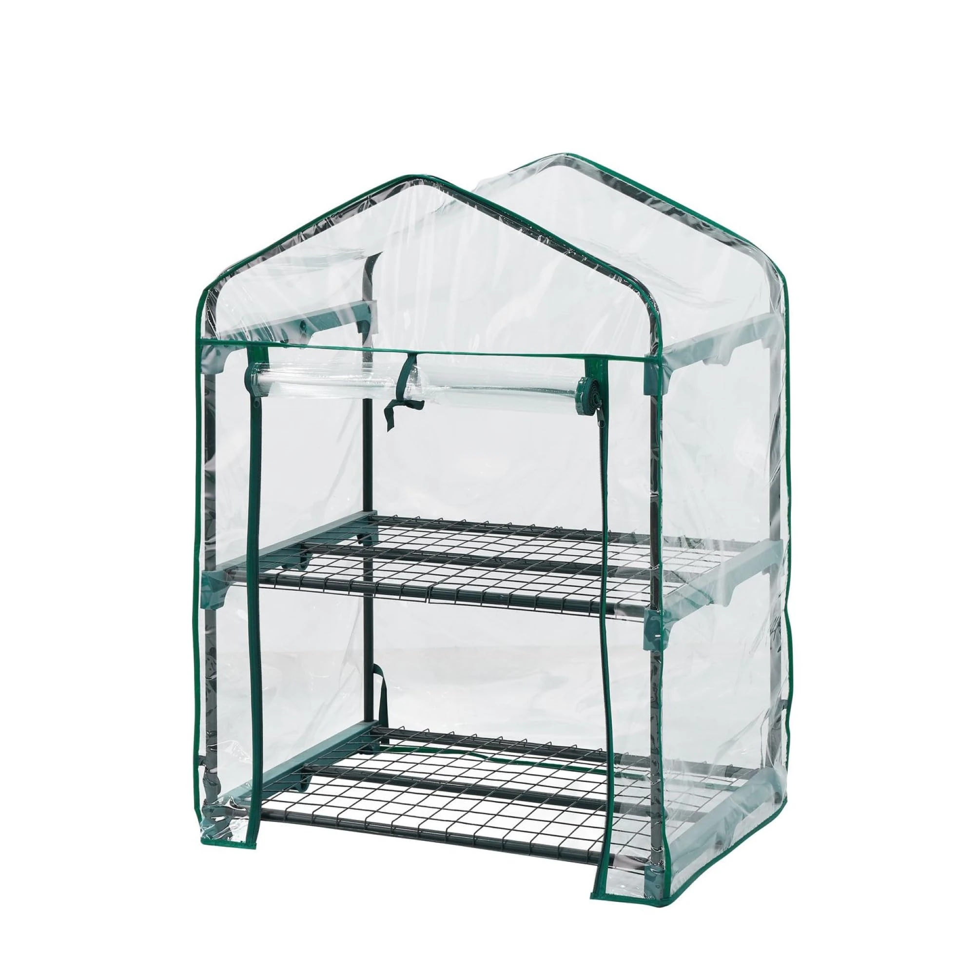 Top Home Solutions® Mini Greenhouse - 2 Tier Cold Frame With Clear PVC Cover, Roll-Up Zipped Door - Portable Greenhouse For Plants And Seedlings - Perfect for Outdoor Garden and Home