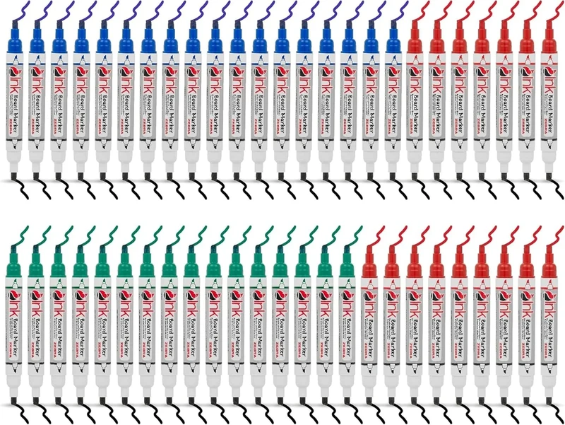 Zebra Pen Dual Tip Erasable Whiteboard Pens 50pk - 3mm Bullet Tip White board Markers, Assorted Double Sided Dry Erase Marker Colours - 50 Pack