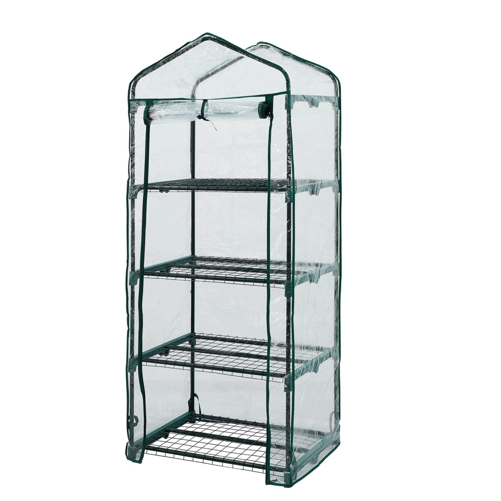 Top Home Solutions® Mini Greenhouse - 4 Tier Cold Frame With Clear PVC Cover, Roll-Up Zipped Door - Portable Greenhouse For Plants And Seedlings - Perfect for Outdoor Garden and Home