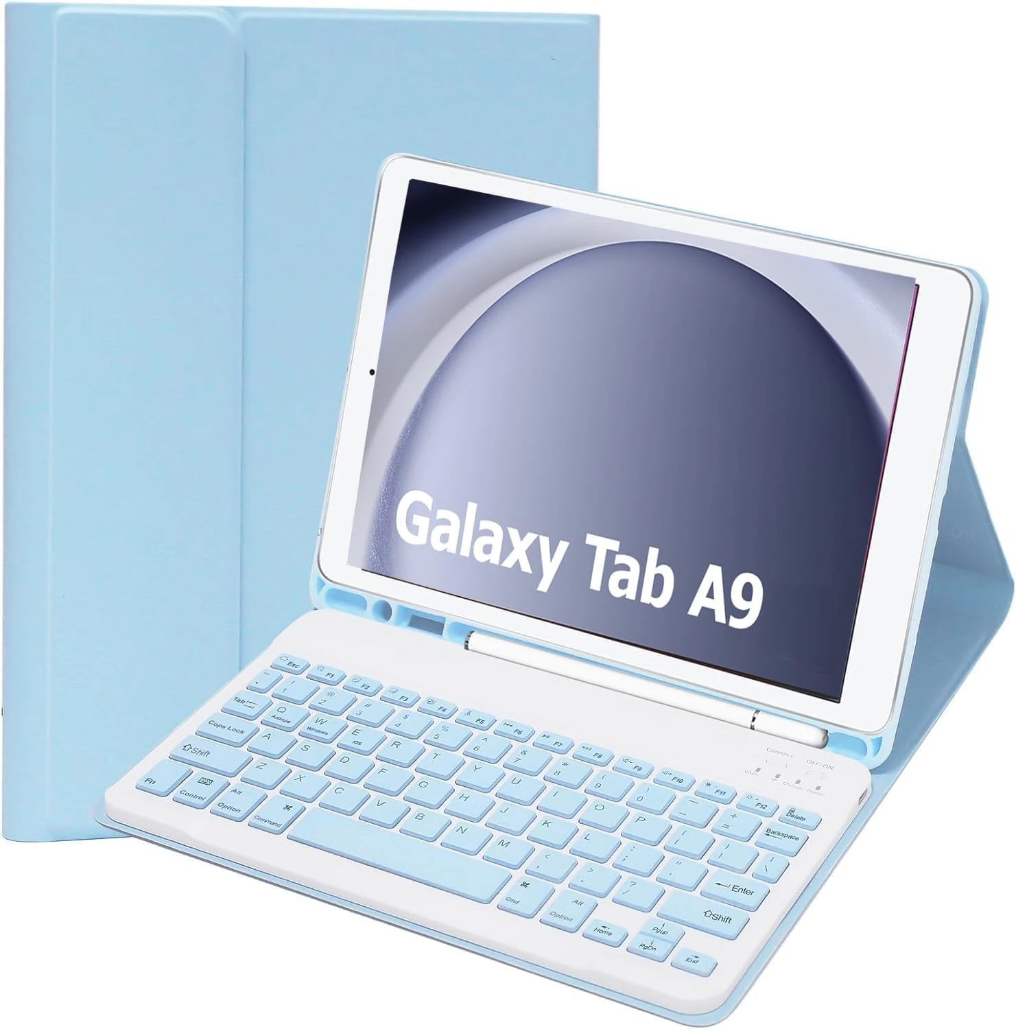 Keyboard Case for Samsung Galaxy Tab A9 8.7 Inch 2023, Slim Case with Bluetooth Keyboard for samsung Tablet a9, Detachable Keyboard Case with Pen Holder for Samsung Galaxy Tab A9, Blue