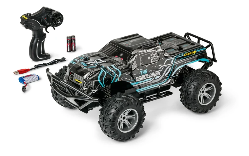 Carson 500404286 1:10 The Demolisher 100% RTR Turquoise Remote Controlled Car Off-Road Truggy RC Vehicle RC Toy