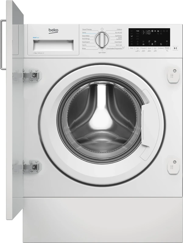Beko RecycledTub® WTIK94121F Integrated 9kg WiFi Connected Washing Machine with 1400 rpm - White - A Rated