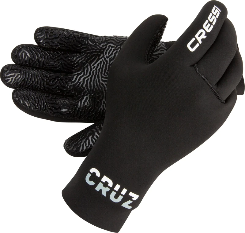 Cressi Cruz Gloves 3mm - Neoprene Diving Gloves Black 3mm Anti Slip Palm System,M/3, Adult Unisex