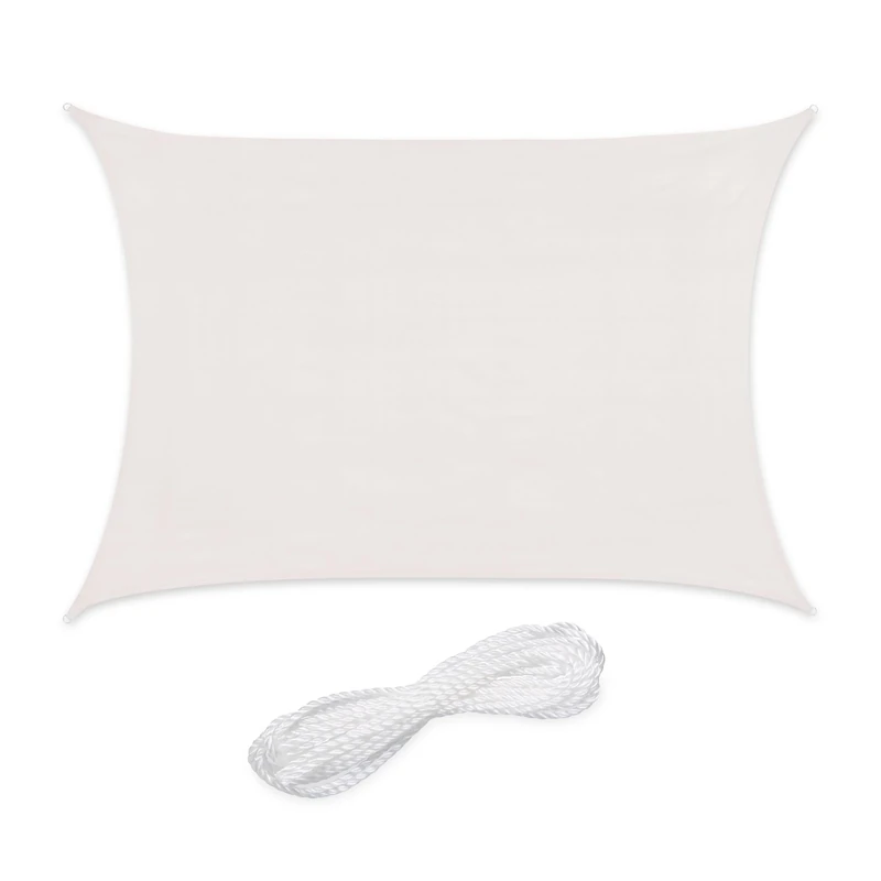 Relaxdays Sun Sail Shade, Triangular Awning, 2 x 4 m, HDPE Fabric, for Patio & Garden, with Tensioning Ropes, White