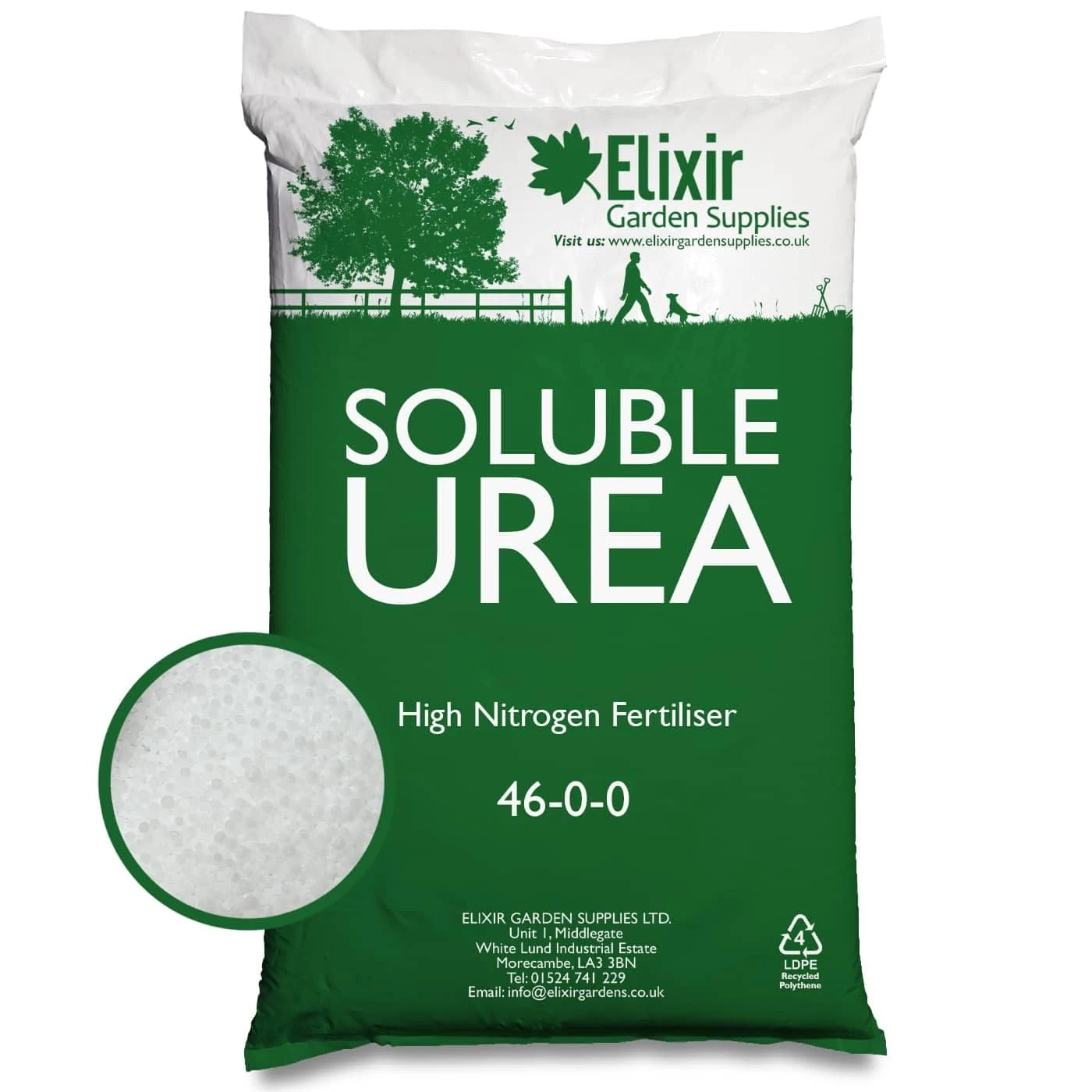 Elixir Gardens UREA 46-0-0 Slow Release Nitrogen Fertiliser Prills Water Soluble and Top Dressing. Grass Lawn Shrub Tree Plant Foliage BOOST | 3kg tub