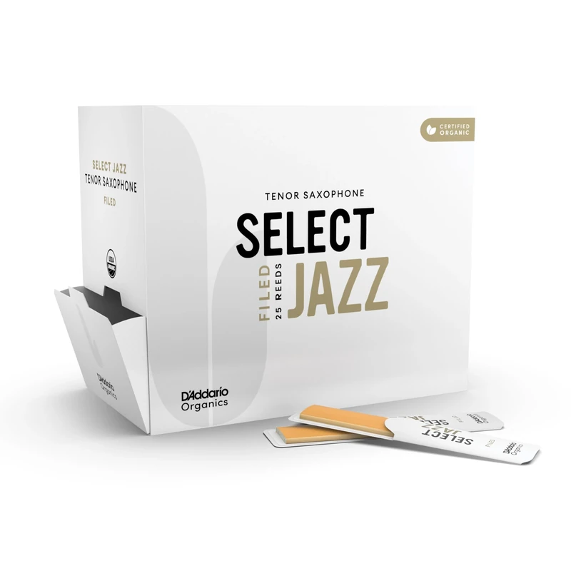 D'Addario Organic Select Jazz Filed Tenor Saxophone Reeds - Sax Reeds - Individually Sealed - 3 Soft, 25 Pack