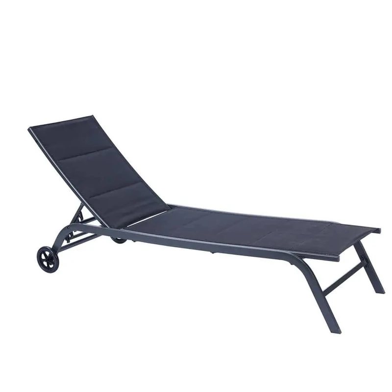 Megashopitalia Outdoor Garden Sun Lounger in Aluminium Folding with Wheels - Image 1