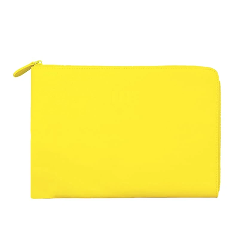 Xoopar - Recycled Leather Laptop Sleeve 340 x 240 x 25mm Ideal for Carrying and Protecting Your Computer in Safety and Style - INE Laptop Yellow - Image 1
