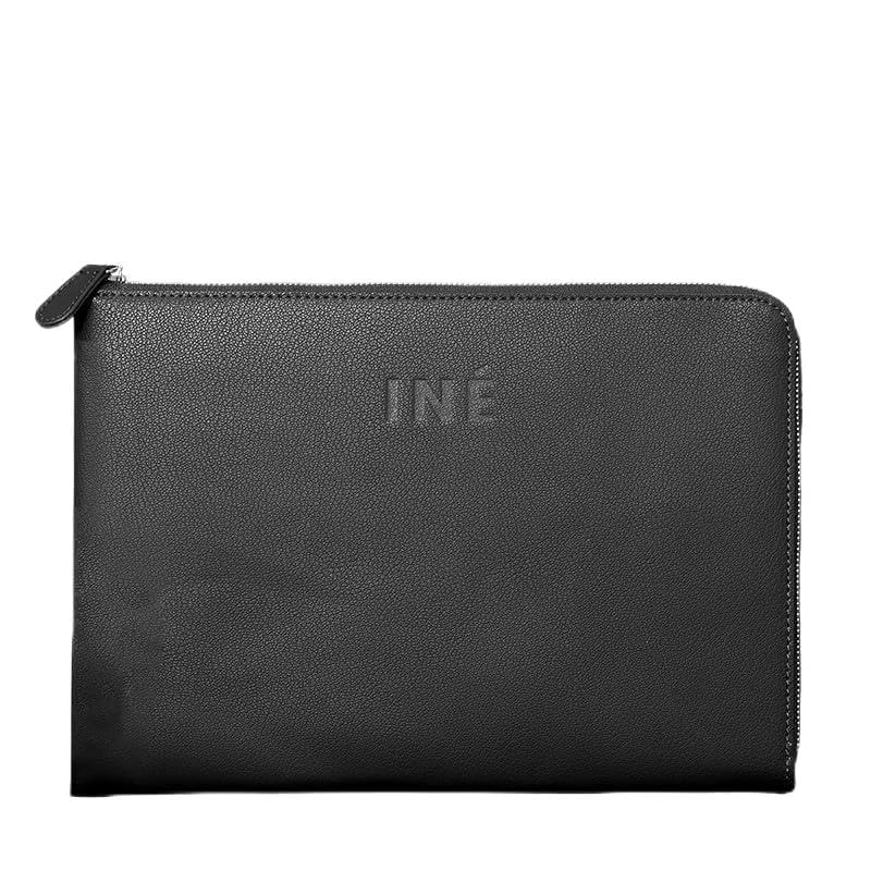 Xoopar - Recycled Leather Laptop Sleeve 340x240x25mm - 14/15" Ideal for Carrying and Protecting Your Computer Safely and in Style - INE Laptop Black