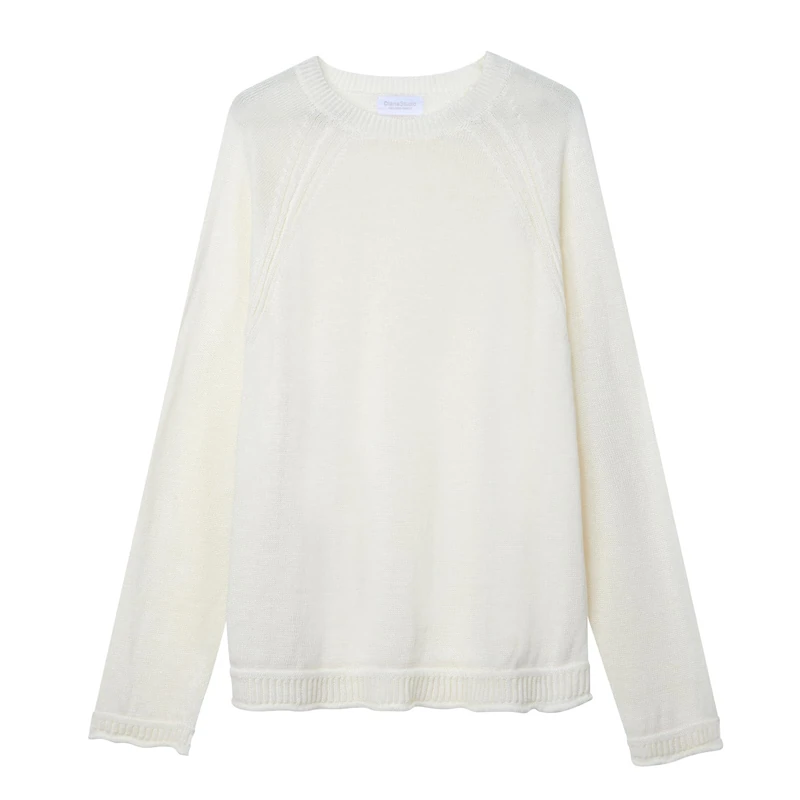 Diana Studio Men's 100% Linen Turtleneck, Made in Italy Pullover Sweater, White/Ecru, S