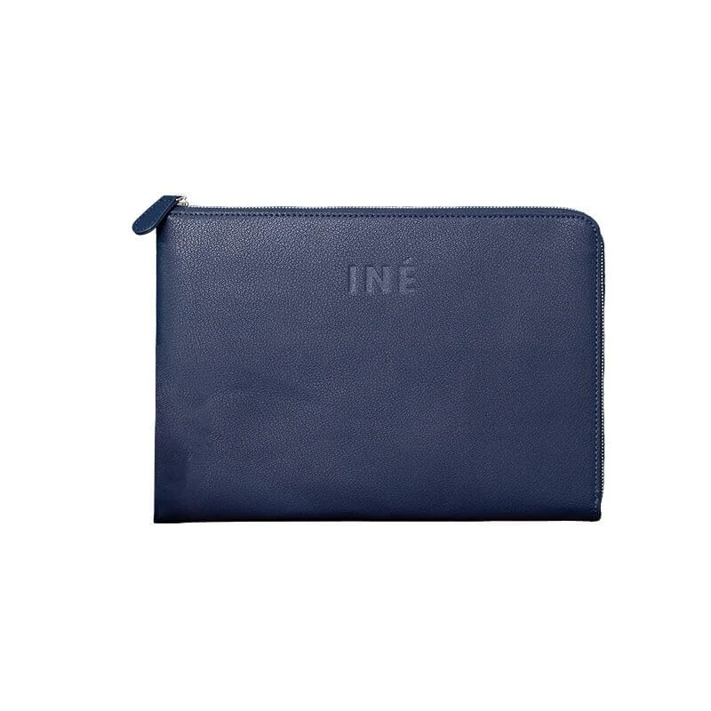 Xoopar - Recycled Leather Laptop Sleeve 340x240x25mm Ideal for Carrying and Protecting Your Computer Safely and in Style - INE Laptop Blue