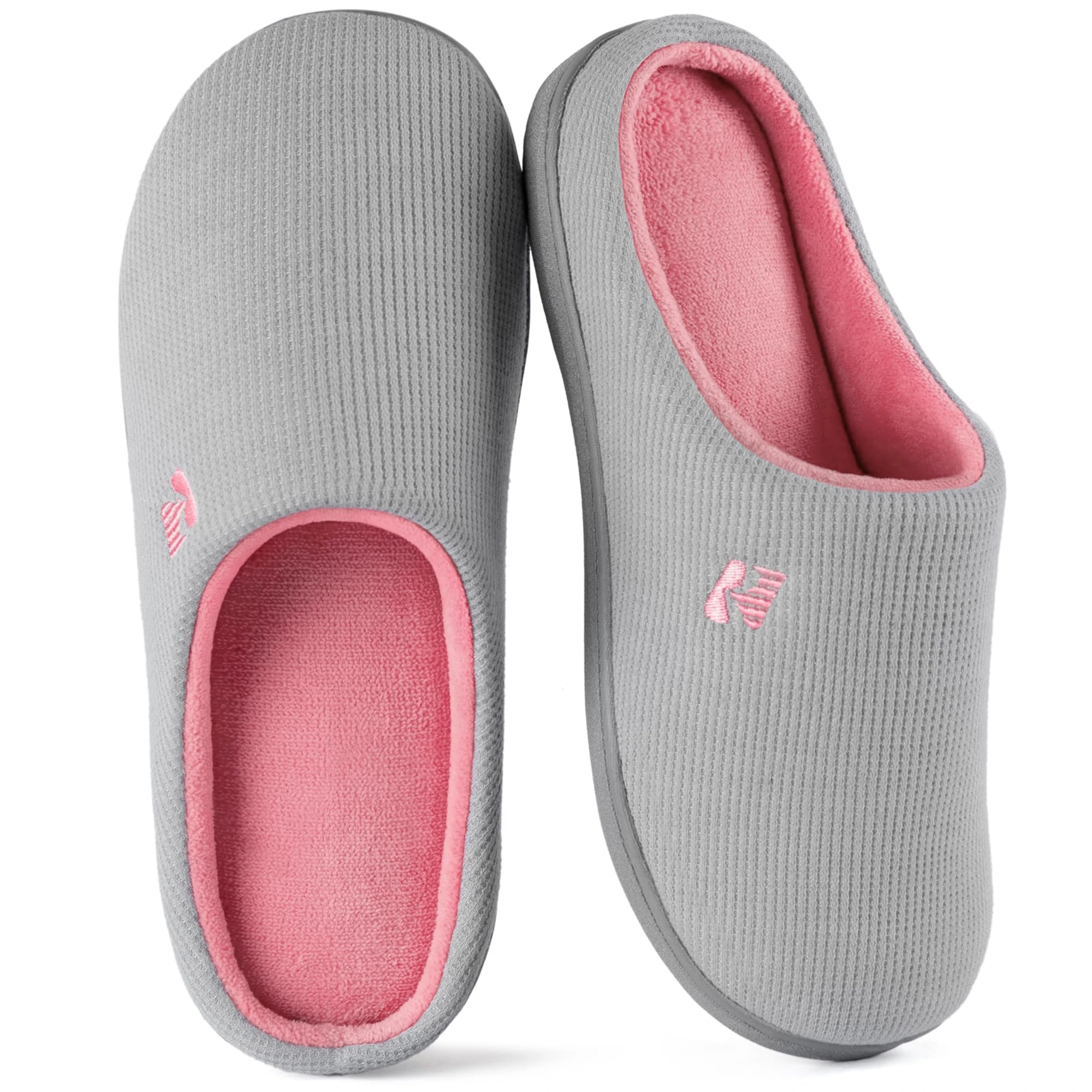RockDove Women's Original Two-Tone Memory Foam Slipper, Size 3/4 UK Women, Grey and Pink