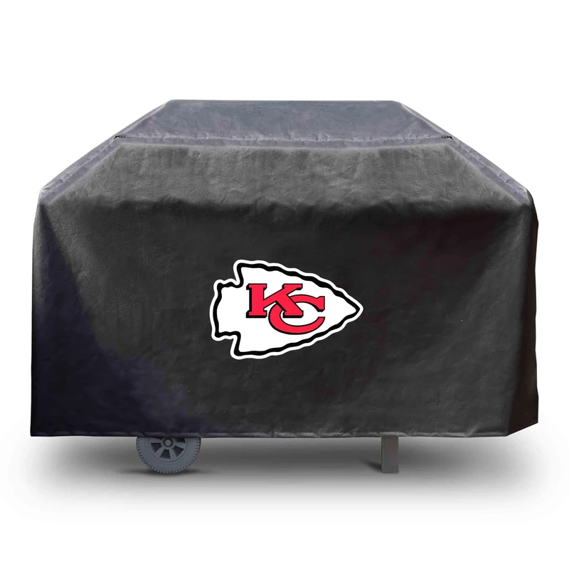FANMATS 41141 NFL - Kansas City Chiefs Rectangular Black Grill Cover - Fits 3 and 4 Burner Grills - 68in x 21in x 35in