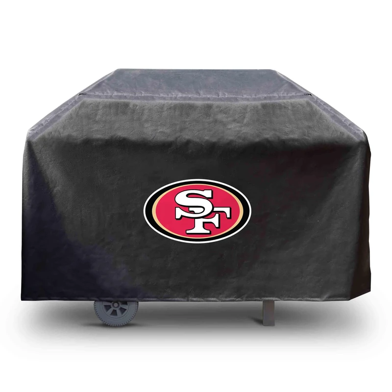 FANMATS 41137 NFL - San Francisco 49ers Rectangular Black Grill Cover - Fits 3 and 4 Burner Grills - 68in x 21in x 35in