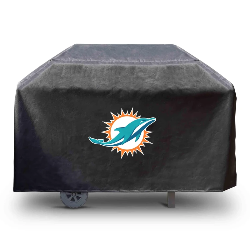 FANMATS 41149 NFL - Miami Dolphins Rectangular Black Grill Cover - Fits 3 and 4 Burner Grills - 68in x 21in x 35in