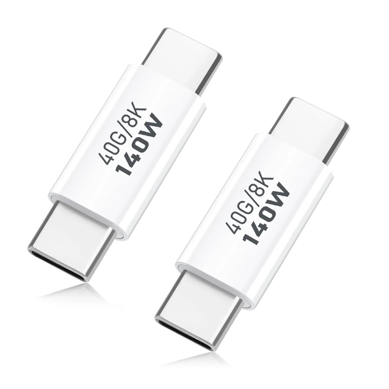 AIYEEN USB C Adapter 40Gbps (Pack of 2), USB C Male to Male Adapter USB 4.0 Type C Data Transfer Connector Compatible for iPhone 15, Thunderbolt 3, Samsung, MacBook