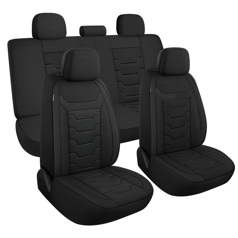 AOKAOK 3D Air-Mesh Car Seat Covers Full Set, Breathable and Split Bench Compatible Seat Covers for Cars, Universal Car Interior Covers for Most Cars Sedan Truck SUV(Black)