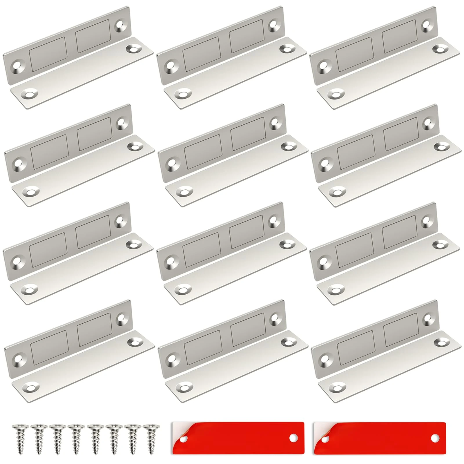Jiayi Magnetic Cupboard Catch 12 Pack Ultra Thin Door Magnets for Cabinet Magnetic Door Catch Closure for Wardrobe Slim Double Magnetic Catch for Furniture Closet Cupboard Door Closing Magnetic Latch