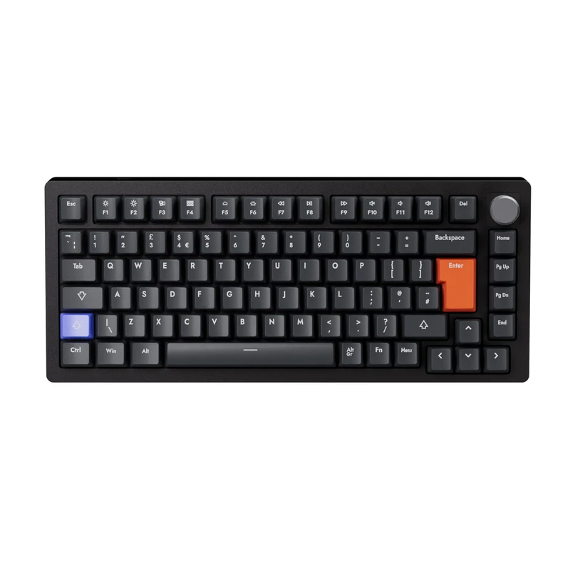 DrunkDeer A75 Rapid Trigger Mechanical Gaming Keyboard Magnetic Switch Keyboard 75% TKL RGB Backlit 82Keys USB Wired Knob ISO UK Layout，Black