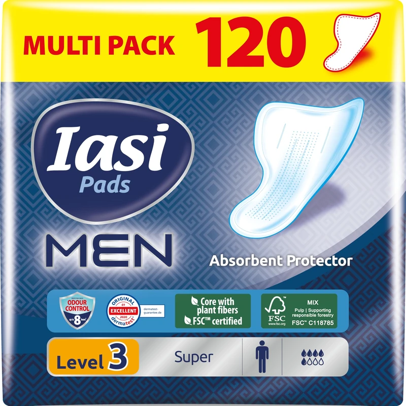 120 x Incontinence Pads Men, Men Super Absorbent Protector, Perfect for Mild and Moderate Male Urinary Leakage, Level 3