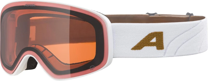 ALPINA LADIS Q Mirrored, Contrast-Enhancing OTG Ski Goggles with 100% UV Protection for Adults, White/Gold Matt, One Size