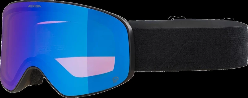 ALPINA LADIS Q Mirrored, Contrast-Enhancing OTG Ski Goggles with 100% UV Protection for Adults, Matte Black, One Size