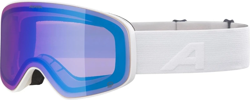 ALPINA LADIS Q Mirrored, Contrast-Enhancing OTG Ski Goggles with 100% UV Protection for Adults, Matte White, One Size