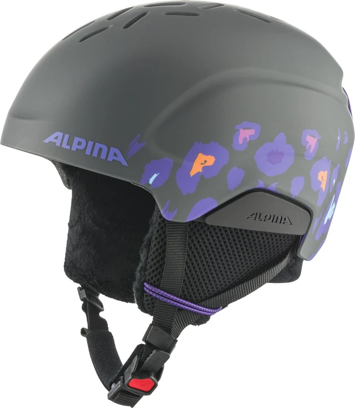 ALPINA PIZI - Lightweight, Shatterproof & Individually Adjustable Ski Helmet for Children, with Removable Ear Pads, Midnight Grey Matte Leo, M (51-55 cm)