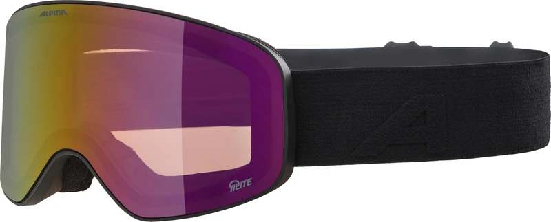ALPINA FERNIE Q-LITE Mirrored, Contrast Enhancing & Polarised OTG Ski Goggles with 100% UV Protection for Adults, Matte Black, One Size