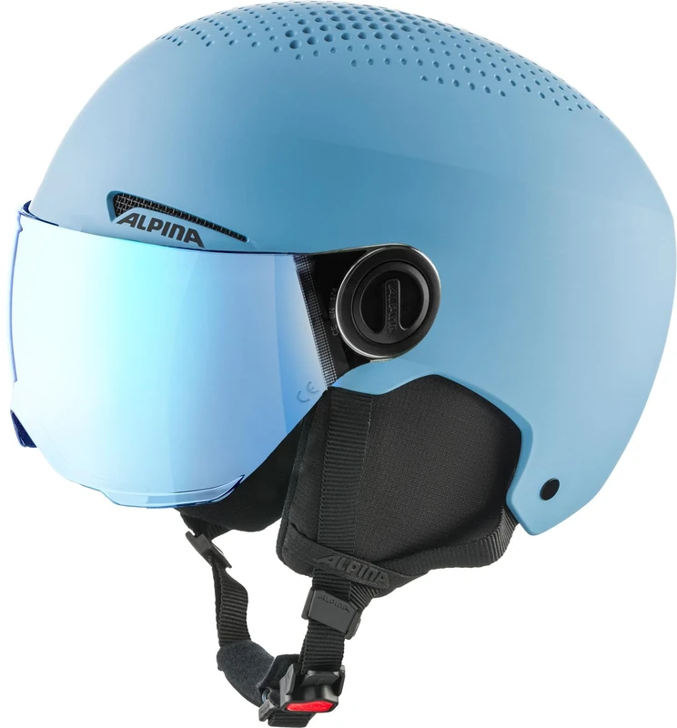 ALPINA Unisex Youth ZUPO Visor Q-LITE Ski Helmet, Smoke-Blue Matt, 51-55