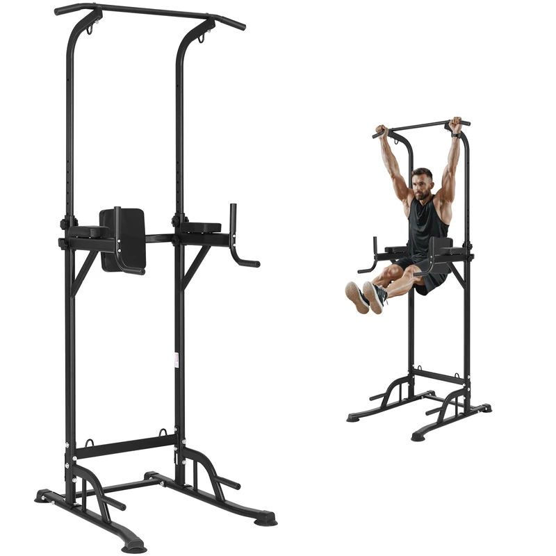 VEVOR Power Tower Dip Station, 10-Level Height Adjustable Pull Up Bar Stand, Multi-Function Home Gym Strength Training Fitness Workout Equipment with 7-Level Adjustable Backrest, PU Elbow Pads, 440LBS - Image 1