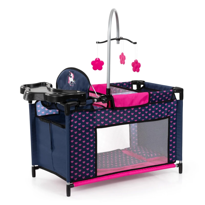 Bayer Design 62654AA Doll bed with integrated high chair, changing table, mobile, hangers, doll accessories