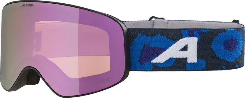 ALPINA FERNIE Q-LITE Mirrored, Contrast Enhancing & Polarised OTG Ski Goggles with 100% UV Protection for Adults, Black/Purple/Leo Matt, One Size