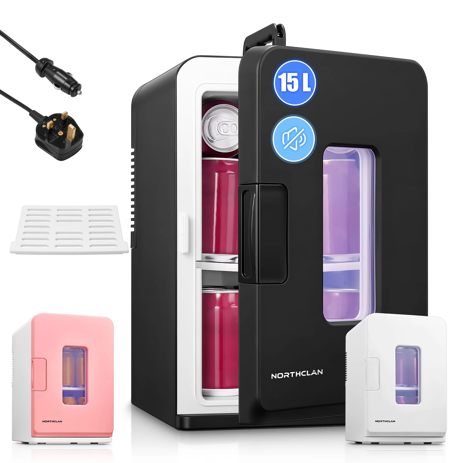 Mini Fridge 15L/21 Cans Mini Fridge for Bedrooms, Upgrade AC+12V DC Power Small Fridge for Dorm, Car, Office, Travel | Max & ECO Mode, Thermoelectric Cooler and Warmer | for Skincare, Beauty, Drink