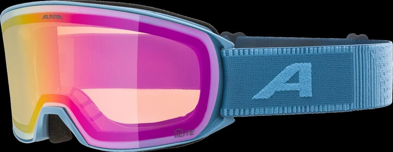 ALPINA NAKISKA Q-LITE Mirrored, Contrast-Enhancing OTG Ski Goggles with 100% UV Protection for Adults, Smoke Blue Matt, One Size
