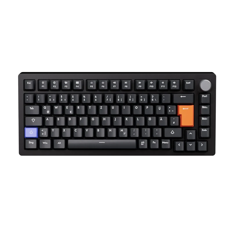 DrunkDeer A75 Rapid Trigger Mechanical Gaming Keyboard Magnetic Switch USB Wired 75% TKL RGB 82Keys ISO DE Layout, Black