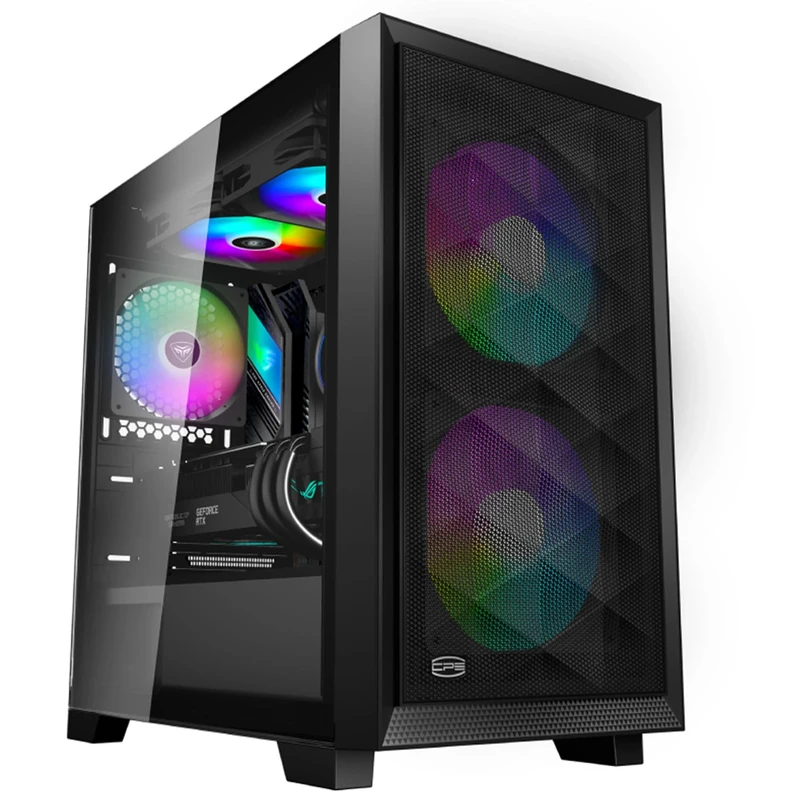 PCCOOLER C3D310 PC Case, M-ATX Gaming PC Case, Pre-installed 2 x 120mm PWM ARGB Fans, Tempered Glass Side Panel, MATX/ITX High Airflow Case, 240MM Radiator&350mm GPU Support, Black