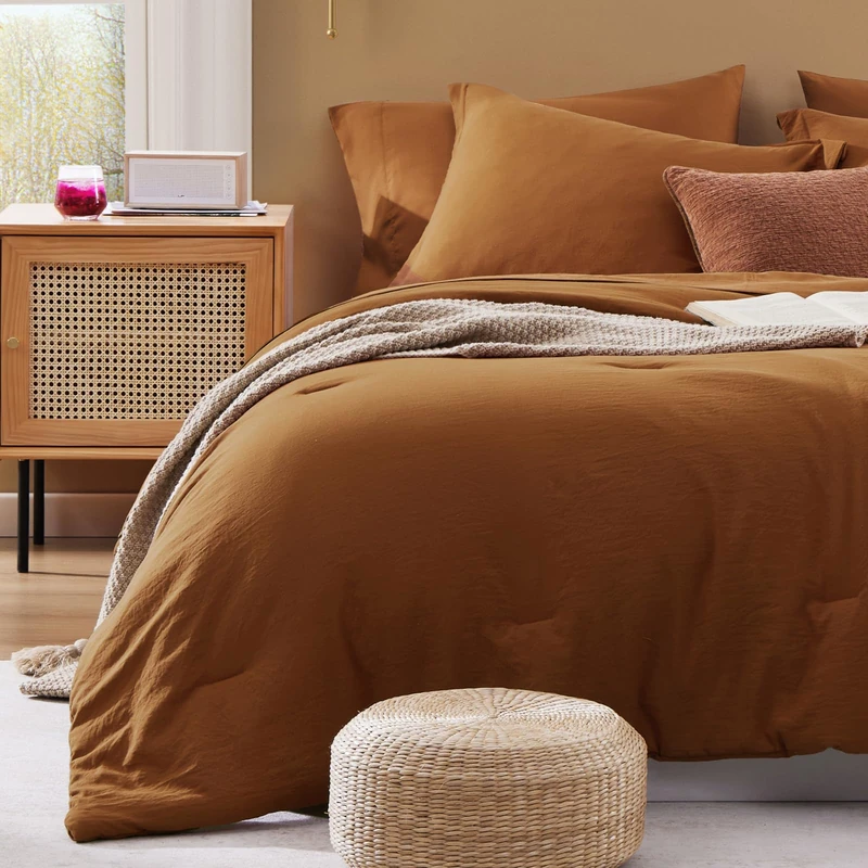 Queen Comforter Set-7 Pieces Soft Prewashed Bed in a Bag Queen Bedding Sets