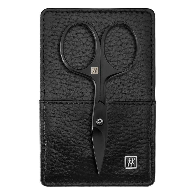 ZWILLING Manicure Set (3 piece, genuine leather case, travel set, with nail scissors), Premium, Black Edition