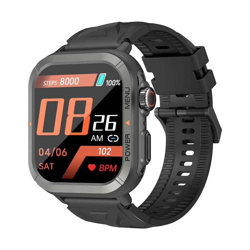 Blackview W30 – Sport Smart Watch – 1.91 Inch Screen – 100 Training Modes – Notifications – Immersion Resistance 10 m – 7 Days Battery Life – Microphone – Black