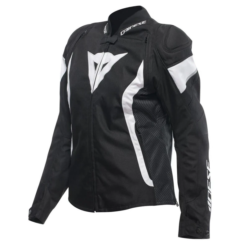 Dainese - Avro 5 Tex Jacket Wmn, Textile Motorcycle Jacket, with Protections, Women, Black/White/Black, 48
