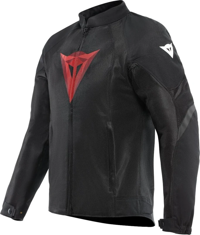 Dainese - Air Graphics Tex Jacket, Summer Motorcycle Jacket, Ventilated and Lightweight, with Soft Protectors on Shoulders and Elbows, Men, Black/Red Diamond, 52