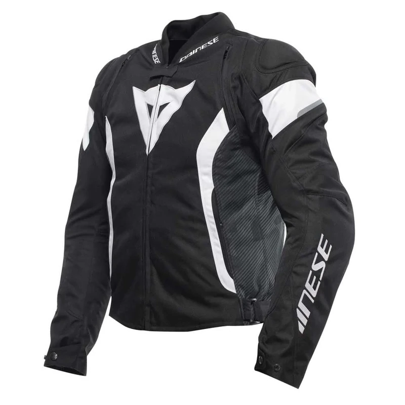 Dainese - Avro 5 Tex Jacket, Fabric Motorcycle Jacket with Shoulder Protectors, Men, Black/White/Black, 60