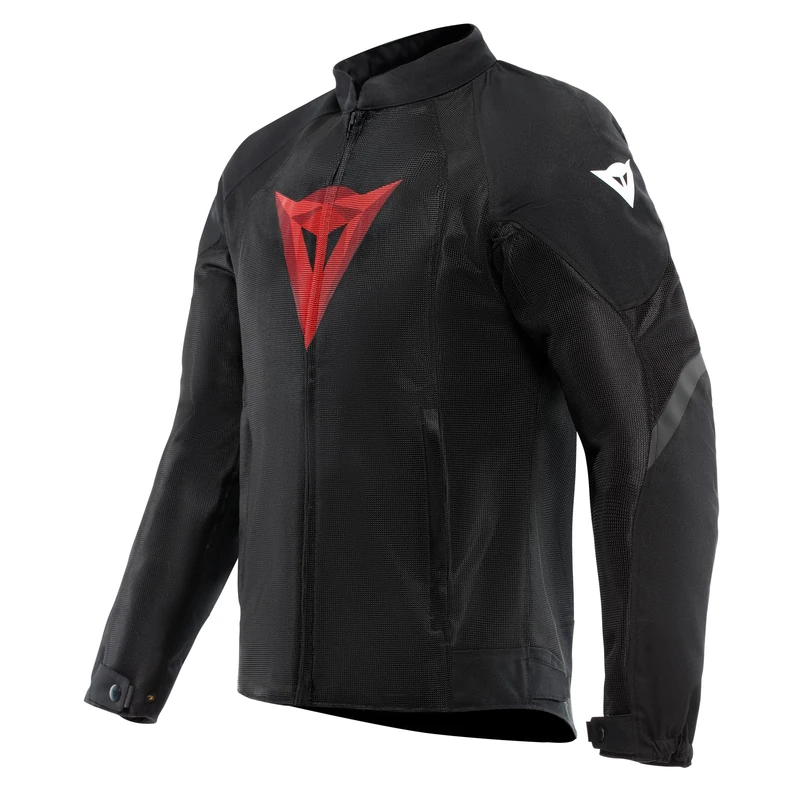 Dainese - Air Graphics Tex Jacket, Summer Motorcycle Jacket, Ventilated and Lightweight, with Soft Protectors on Shoulders and Elbows, Men, Black/Red Diamond, 58