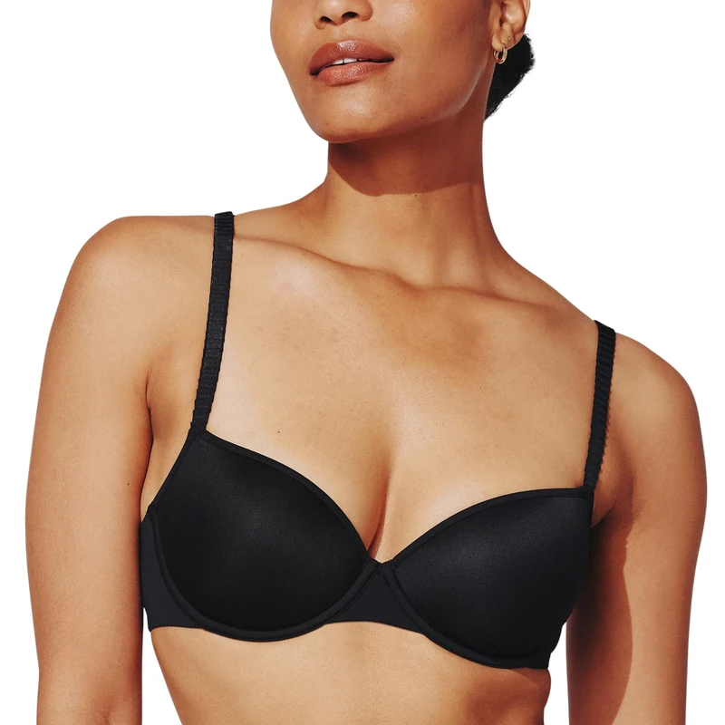 ThirdLove Classic T Shirt Bra, Tshirt Bras for Women, Everyday T-Shirt Comfort Bra, Smoothing for No-Show Lines, Underwire, Black, 36C